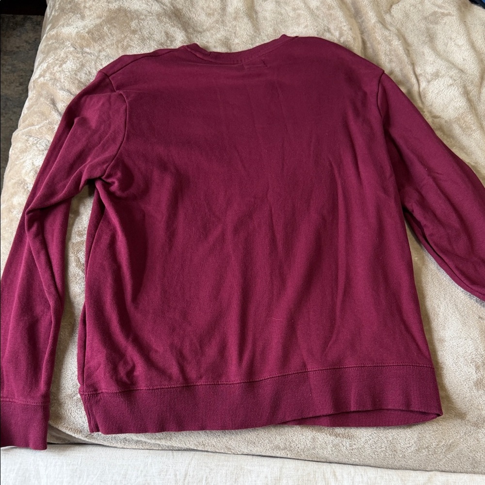 Champion Men's Burgundy Crewneck Sweatshirt with Chest Logo - Picture 3 of 3